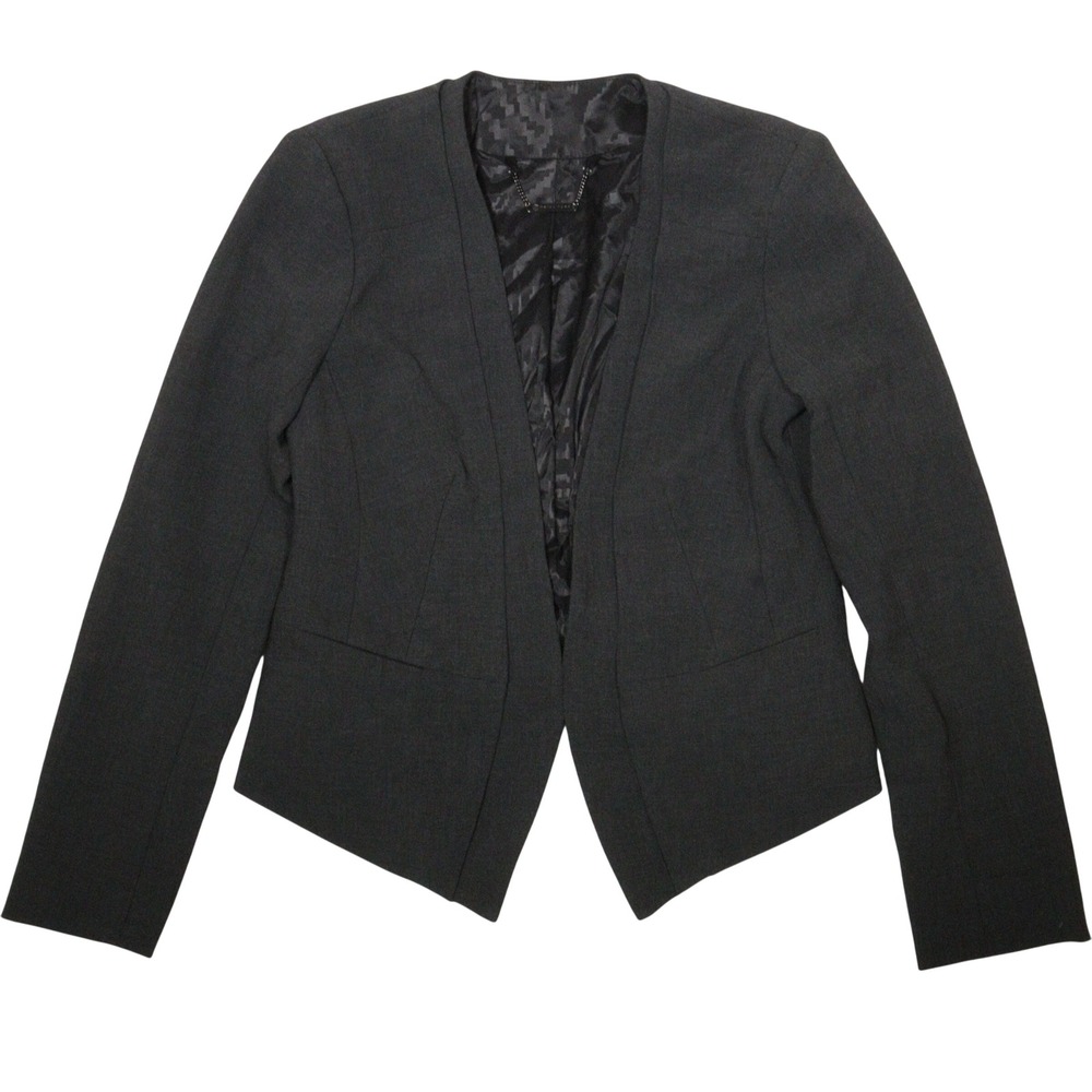 Trina Turk Blazer Open Front Cropped Professional Gray Quiet Luxury Women 8 USA